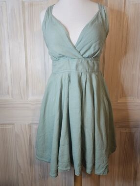 Free People Light Sage Green Halter Top Fit & Flare Bottom Dress Size L